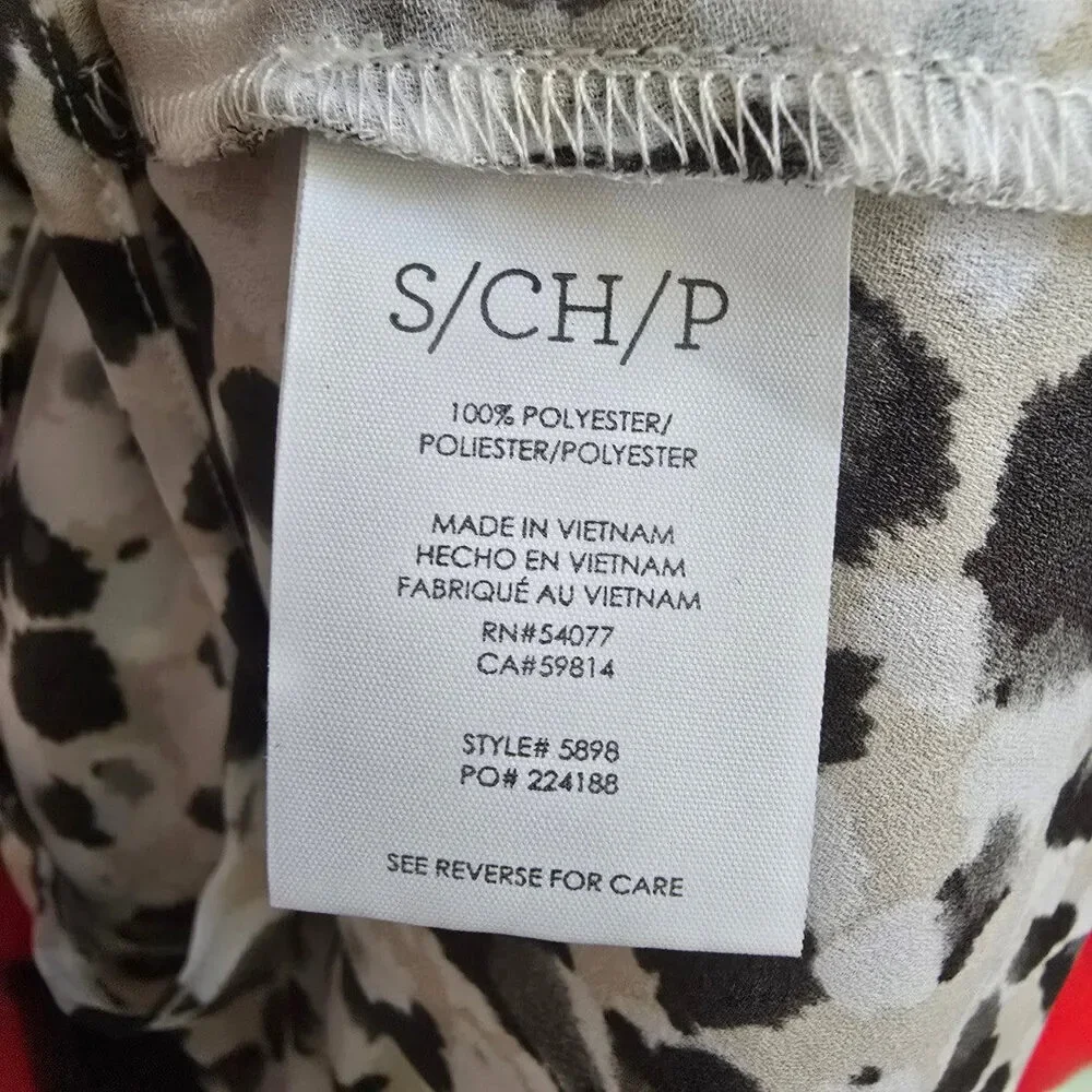 Cabi Leopard Animal Print Ruched Sleeve Wrap Top Size S - Picture 8 of 9